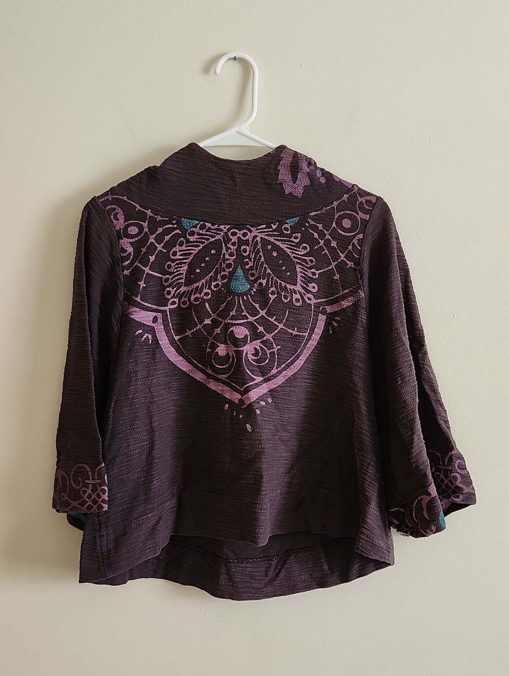 Drifter Boho Pullover Hooded Shirt Deep Plum Lilac Boxy Oversized Flare Sleeve